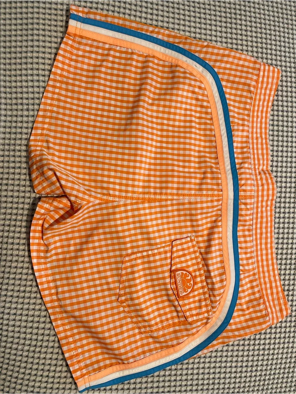 Sundek Orange & White Gingham Board Shorts - sz 34